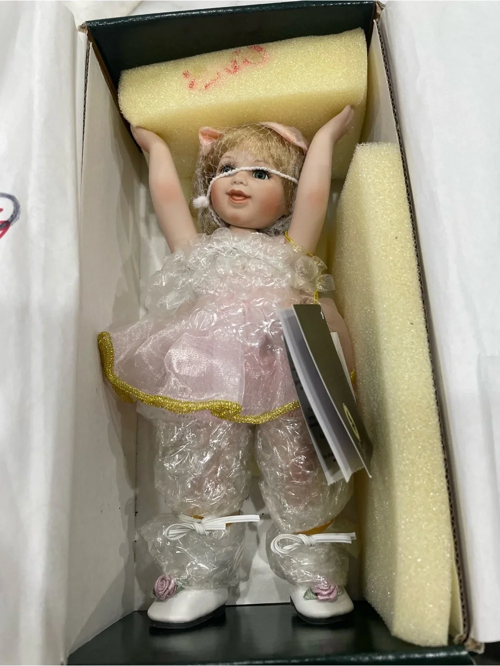 Vintage geppeddeo porcelain doll aubree ballerina NIB w/certificate handcrafted